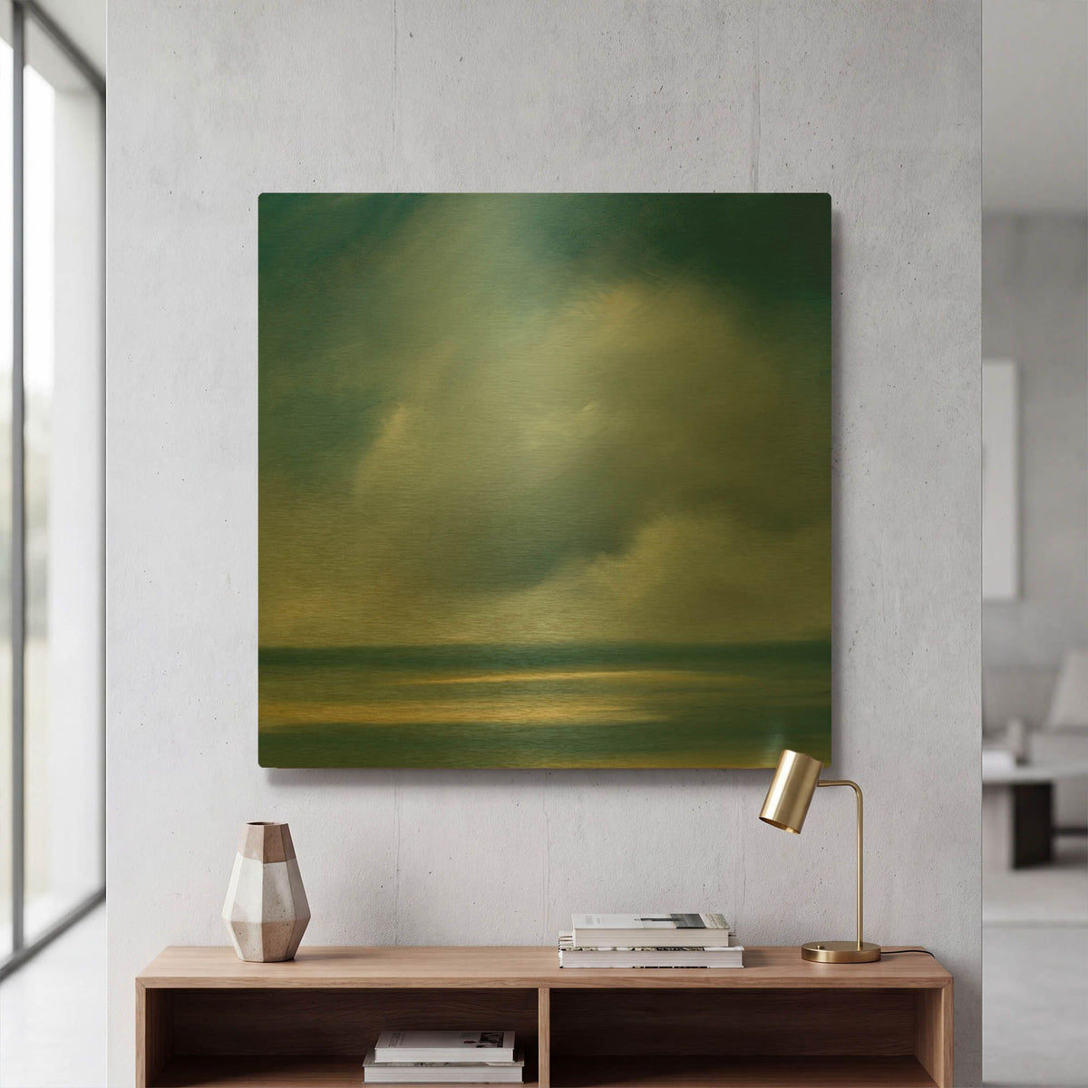 'Skaket Blue' By Rick Fleury Gold Metal Wall Art