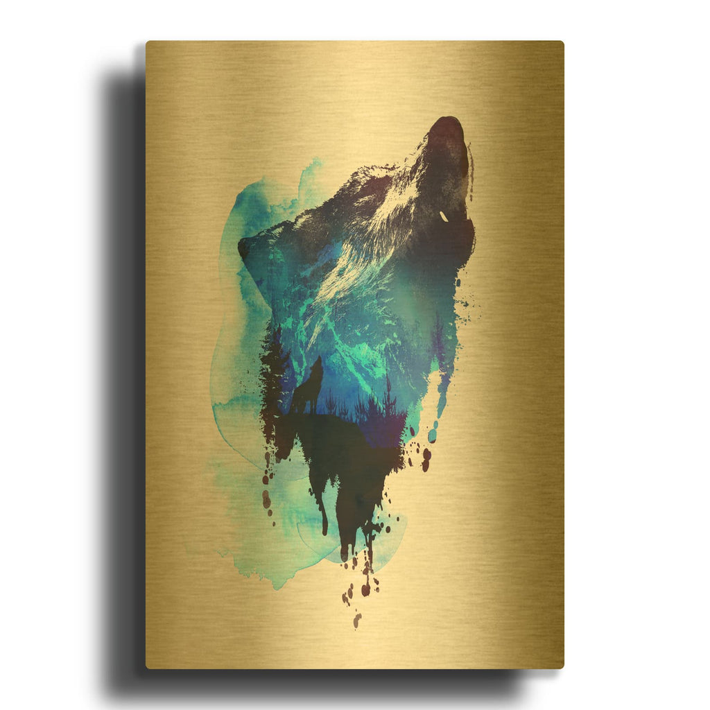 'Alone As a Wolf' By Robert Farkas Gold Metal Wall Art