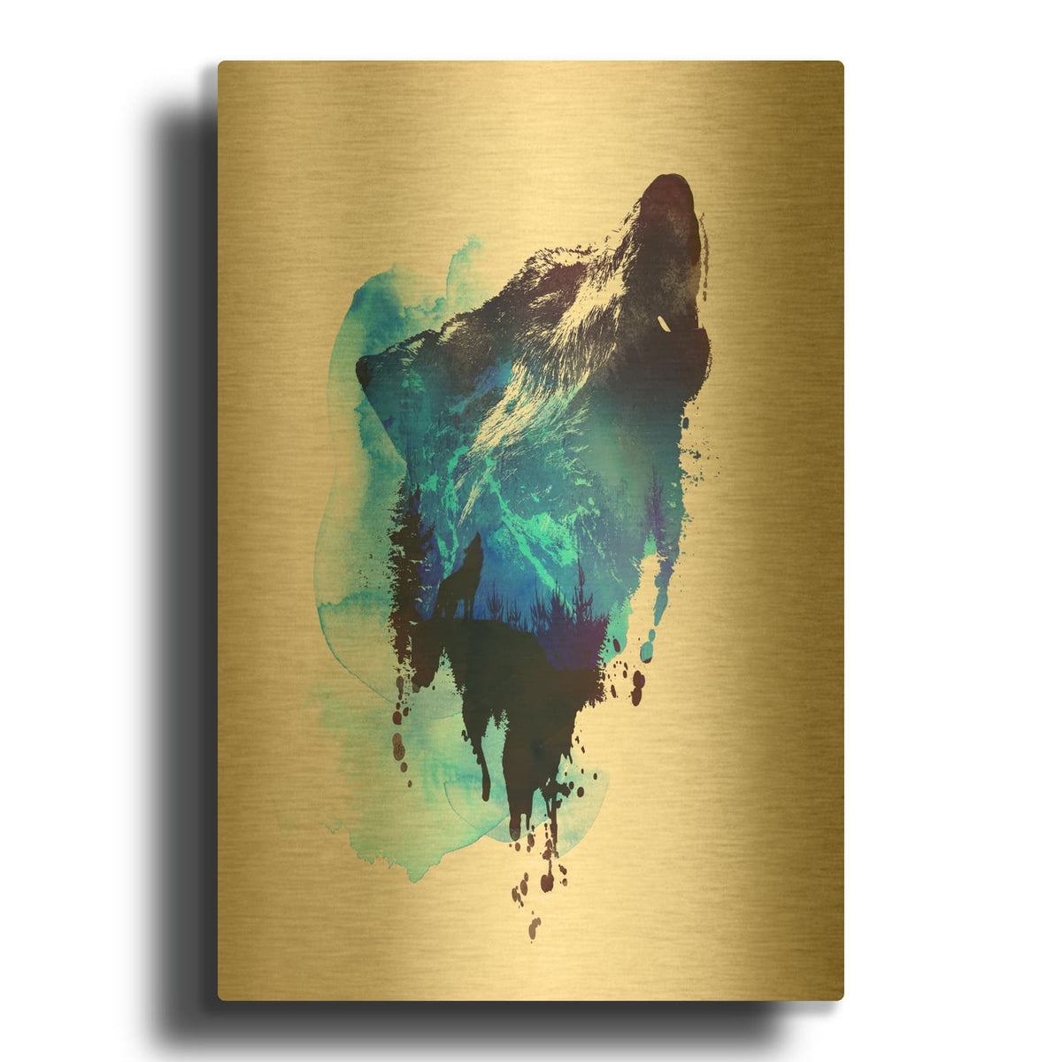 'Alone As a Wolf' By Robert Farkas Gold Metal Wall Art