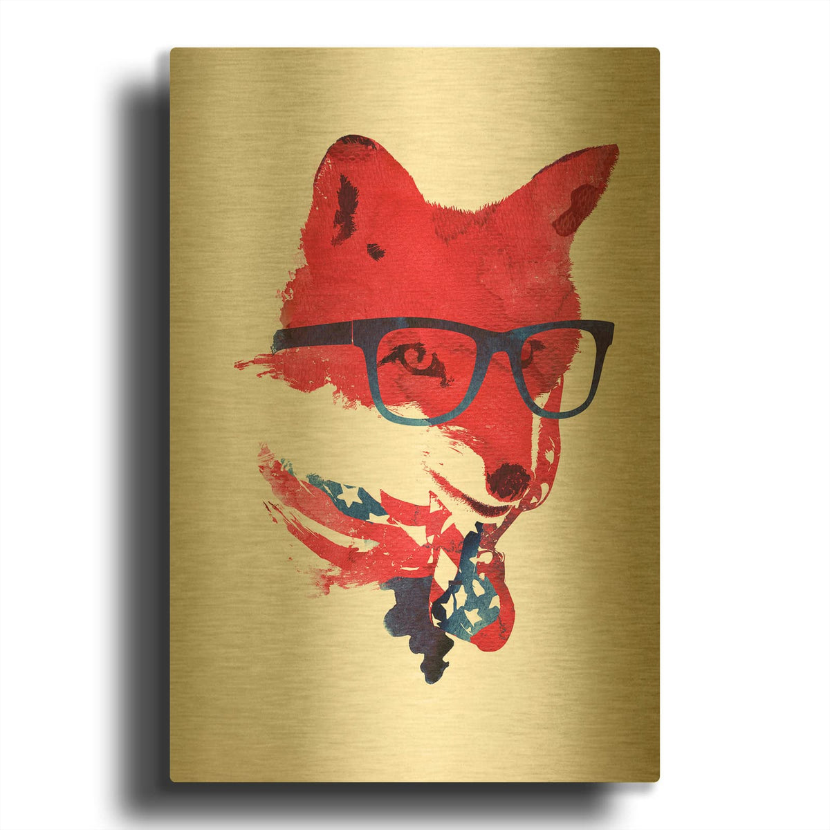 'American Fox' By Robert Farkas Gold Metal Wall Art