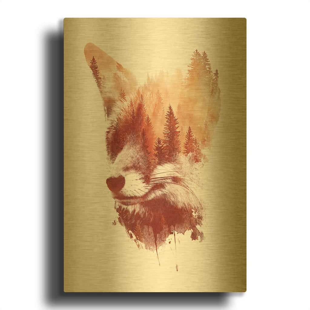 'Blind Fox' By Robert Farkas Gold Metal Wall Art