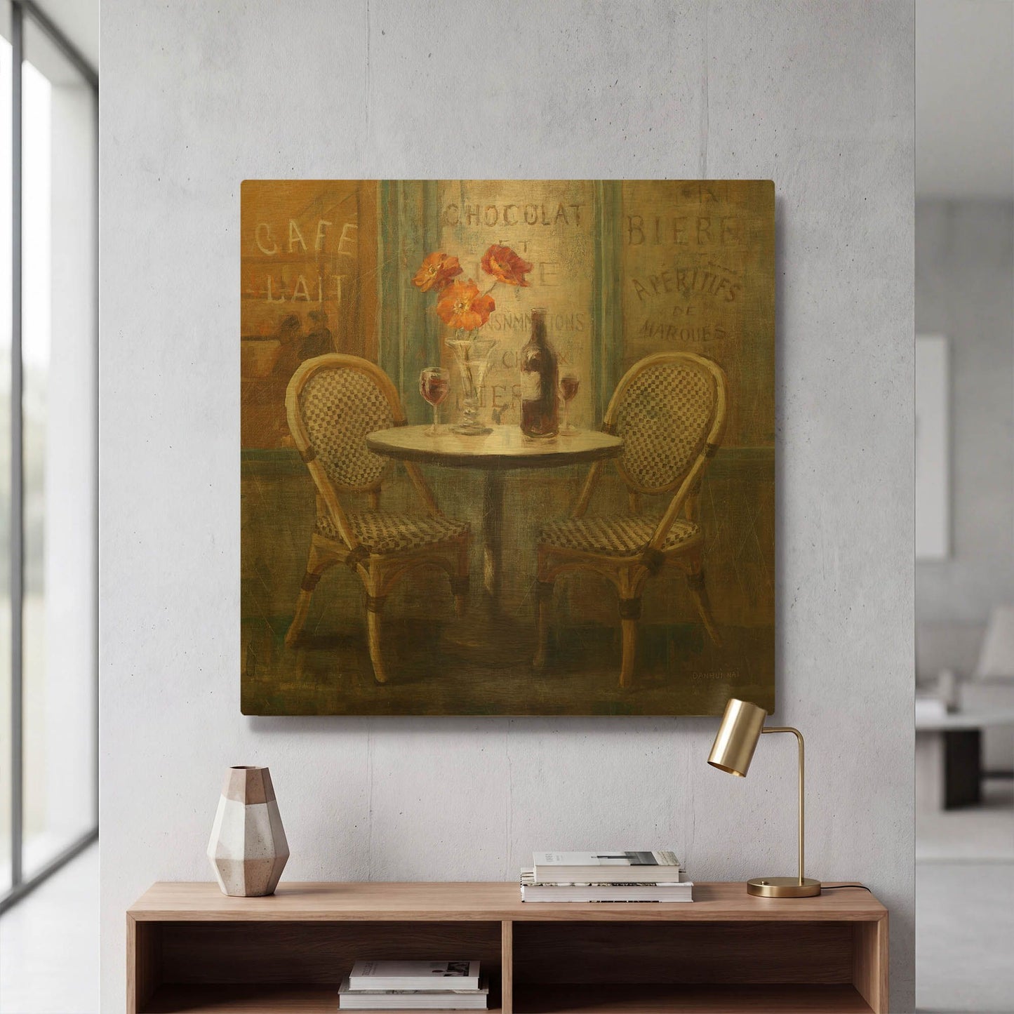 'Meet Me at Le Cafe I' By Danhui Nai Gold Metal Wall Art