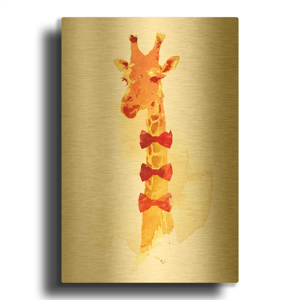 'Elegant Giraffe' By Robert Farkas Gold Metal Wall Art