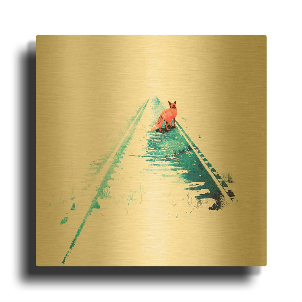 'From Nowhere to Nowhere' By Robert Farkas Gold Metal Wall Art