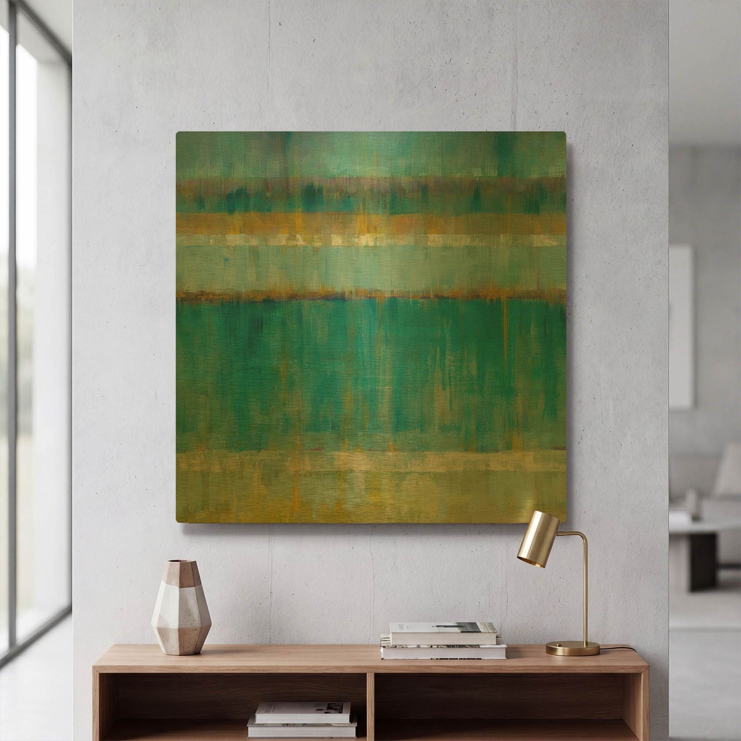 'Abstract Stripes' By Danhui Nai Gold Metal Wall Art