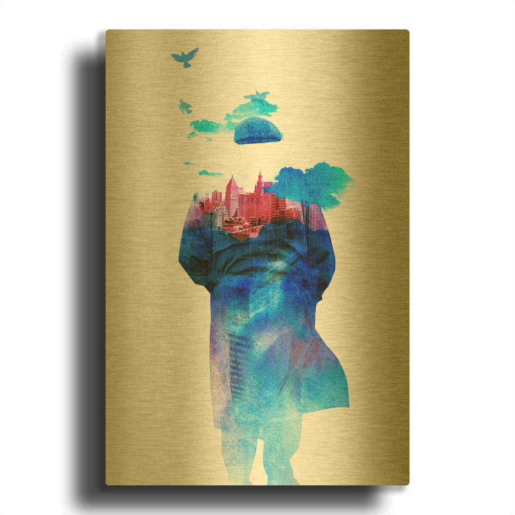 'Get Away from Town' By Robert Farkas Gold Metal Wall Art