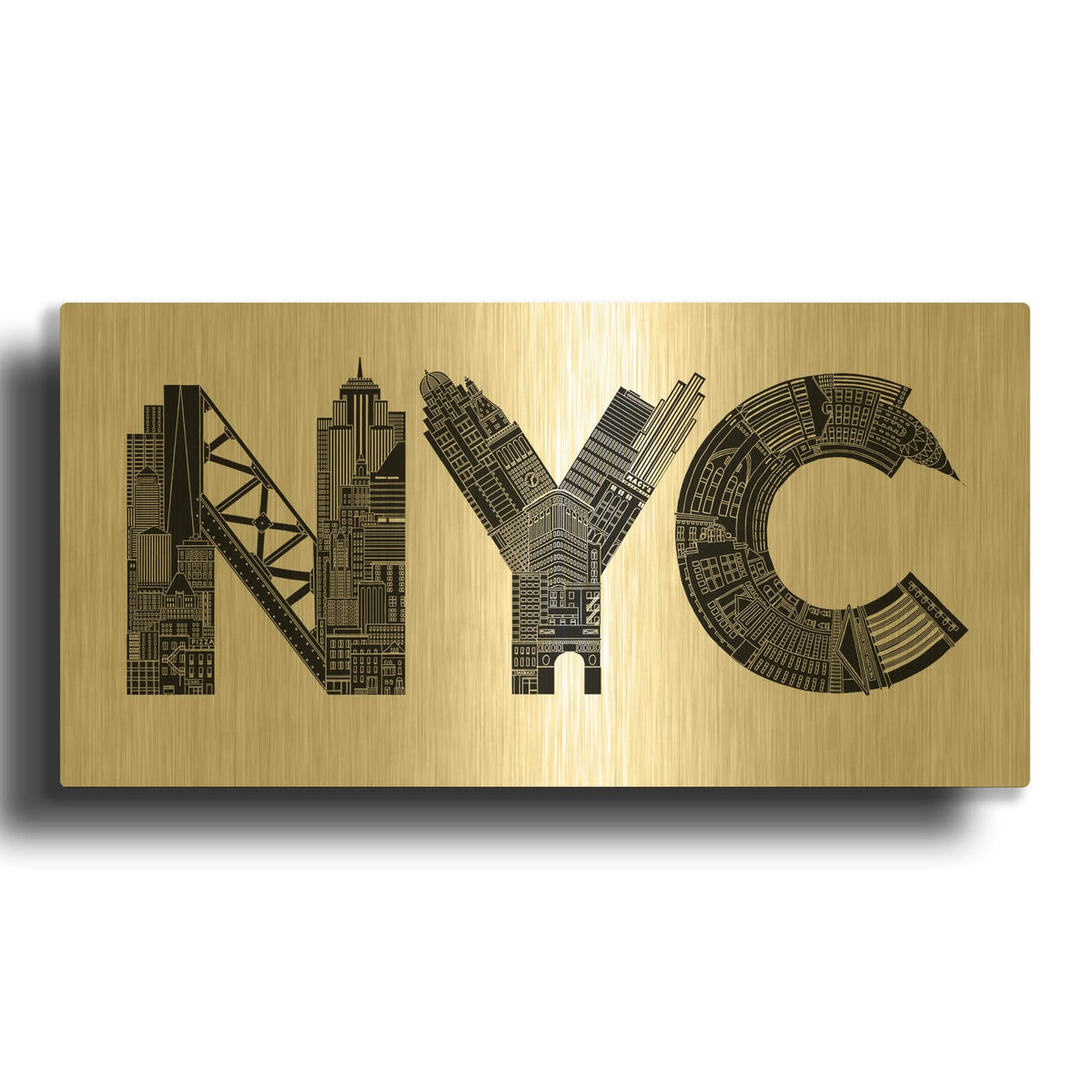 'NYC' By Robert Farkas Gold Metal Wall Art