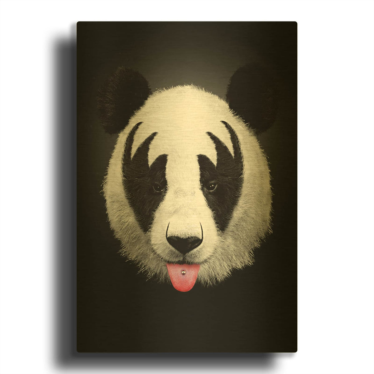 'Panda Rocks' By Robert Farkas Gold Metal Wall Art