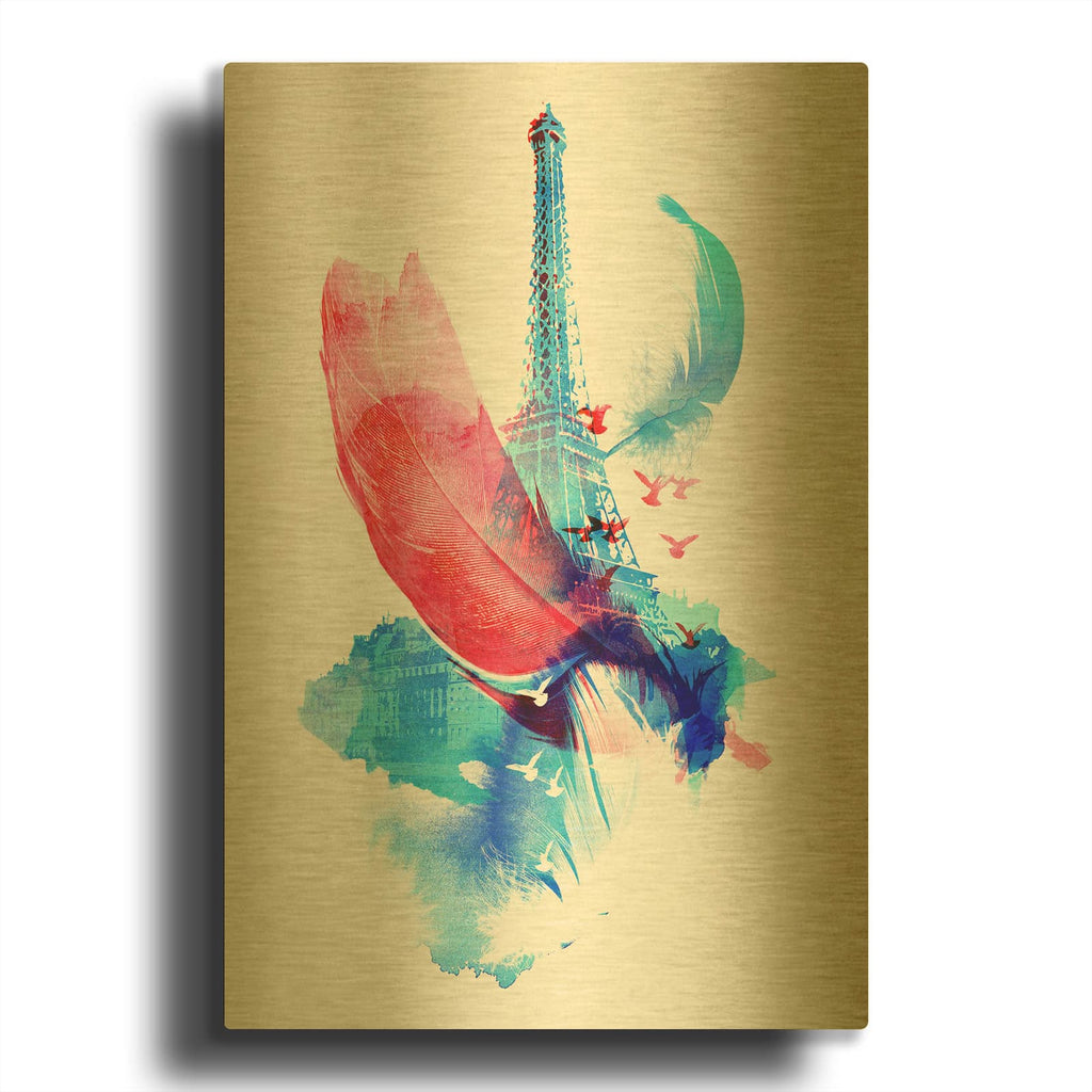 'Pigeons of Paris' By Robert Farkas Gold Metal Wall Art