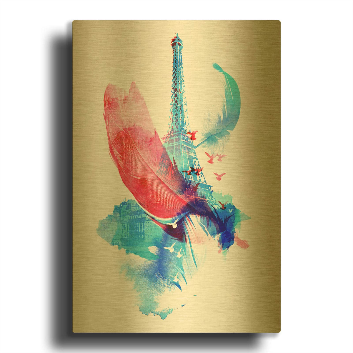 'Pigeons of Paris' By Robert Farkas Gold Metal Wall Art