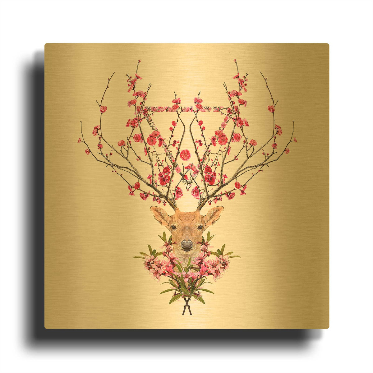'Spring Deer' By Robert Farkas Gold Metal Wall Art