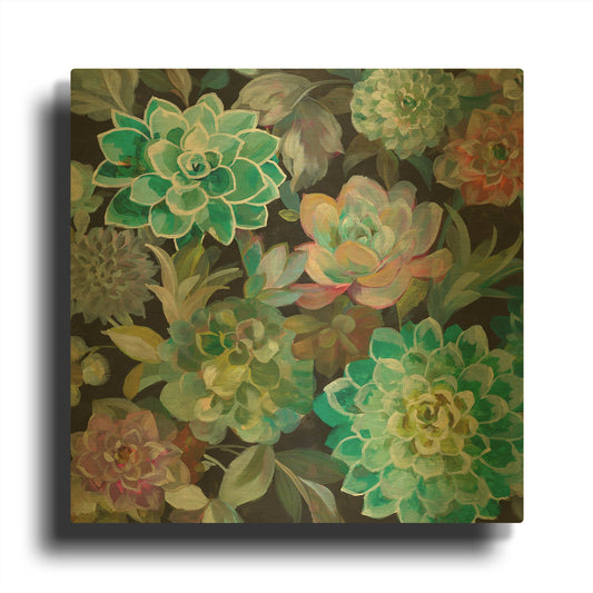'Floral Succulents v2 Crop' By Danhui Nai Gold Metal Wall Art