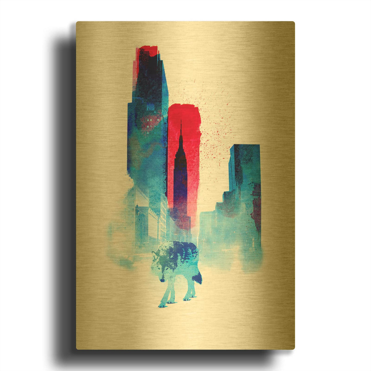 'The Wolf of the City' By Robert Farkas Gold Metal Wall Art