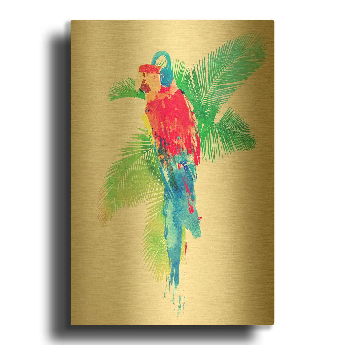 'Tropical Party' By Robert Farkas Gold Metal Wall Art