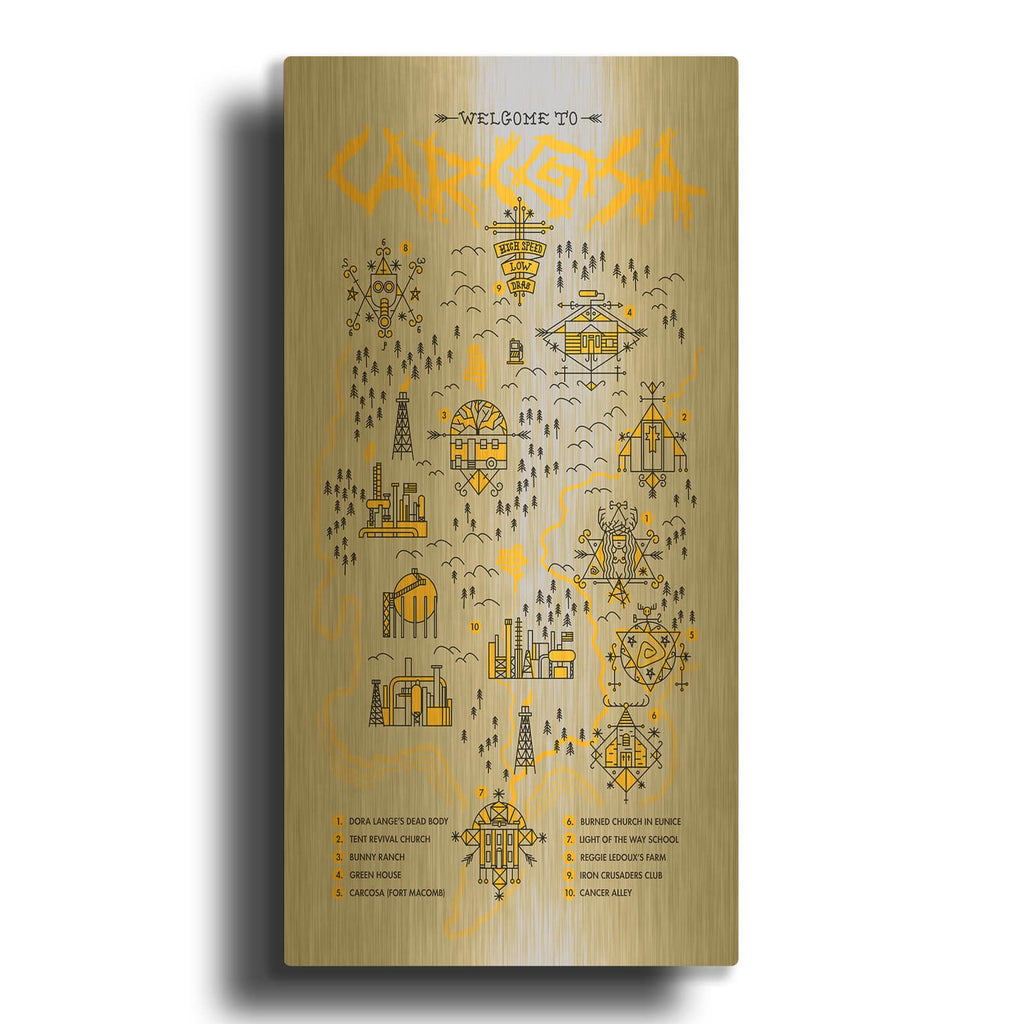'True Detective Map' By Robert Farkas Gold Metal Wall Art