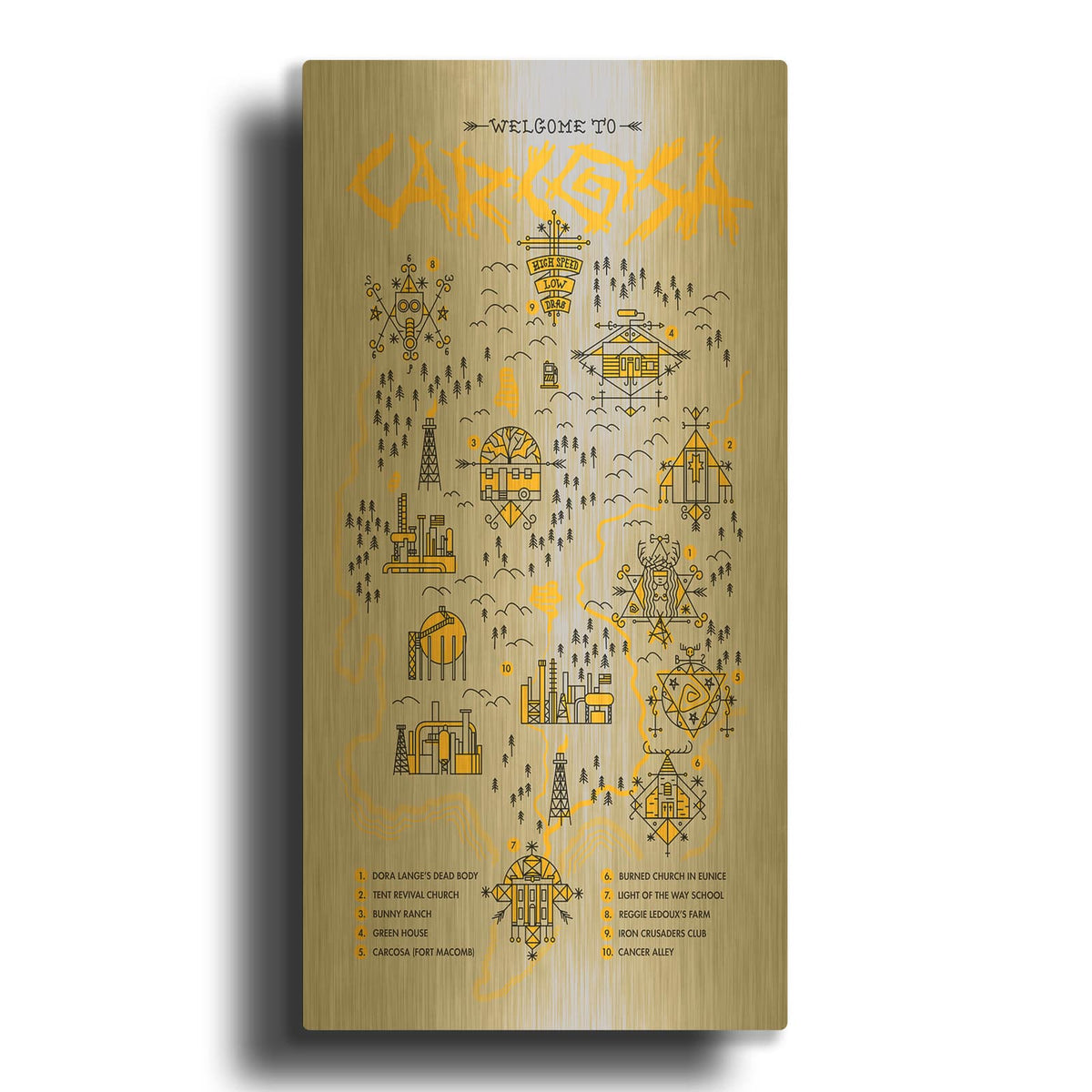 'True Detective Map' By Robert Farkas Gold Metal Wall Art