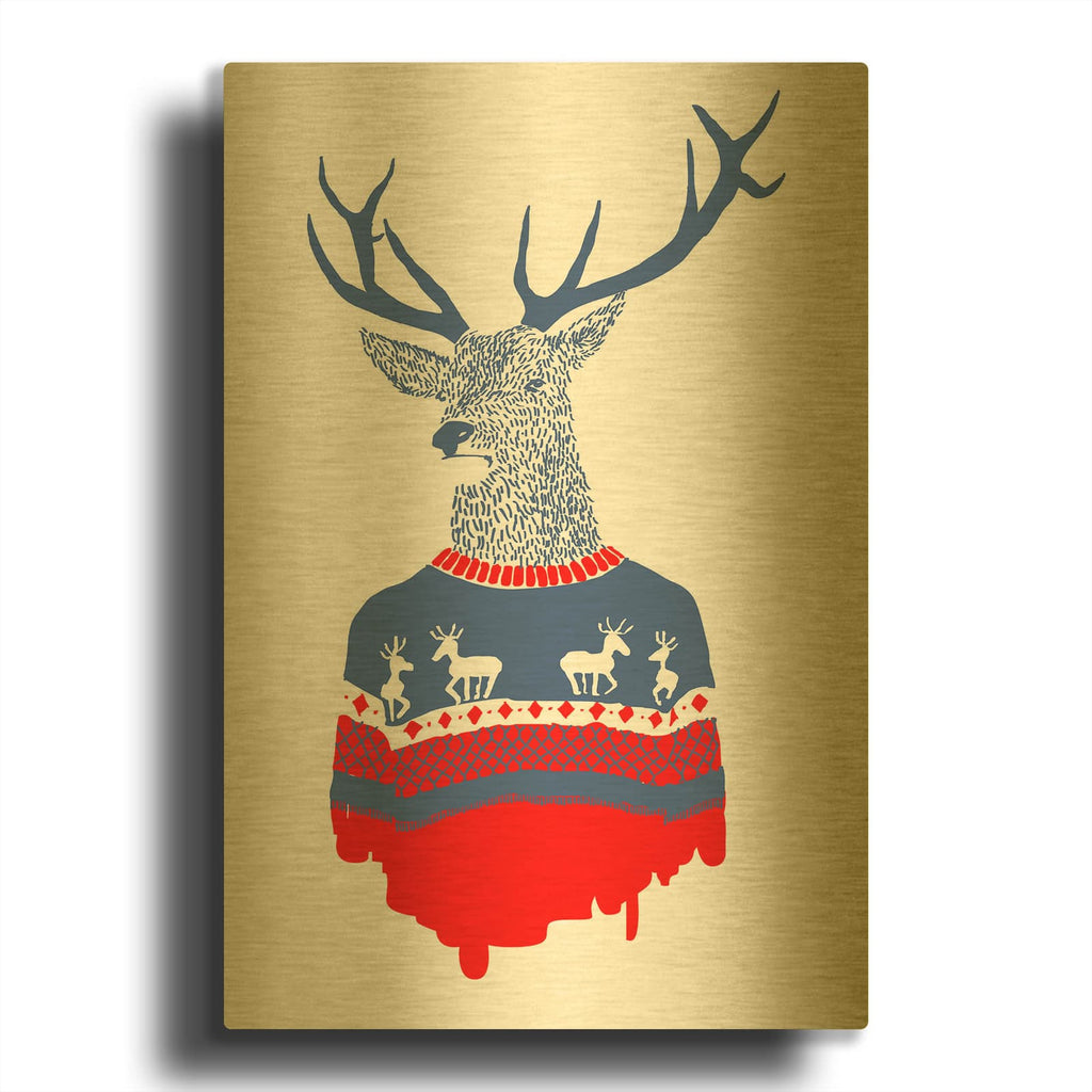 'Ugly Winter Pullover' By Robert Farkas Gold Metal Wall Art