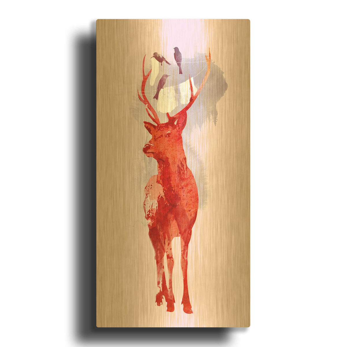 'Useless Deer' By Robert Farkas Gold Metal Wall Art