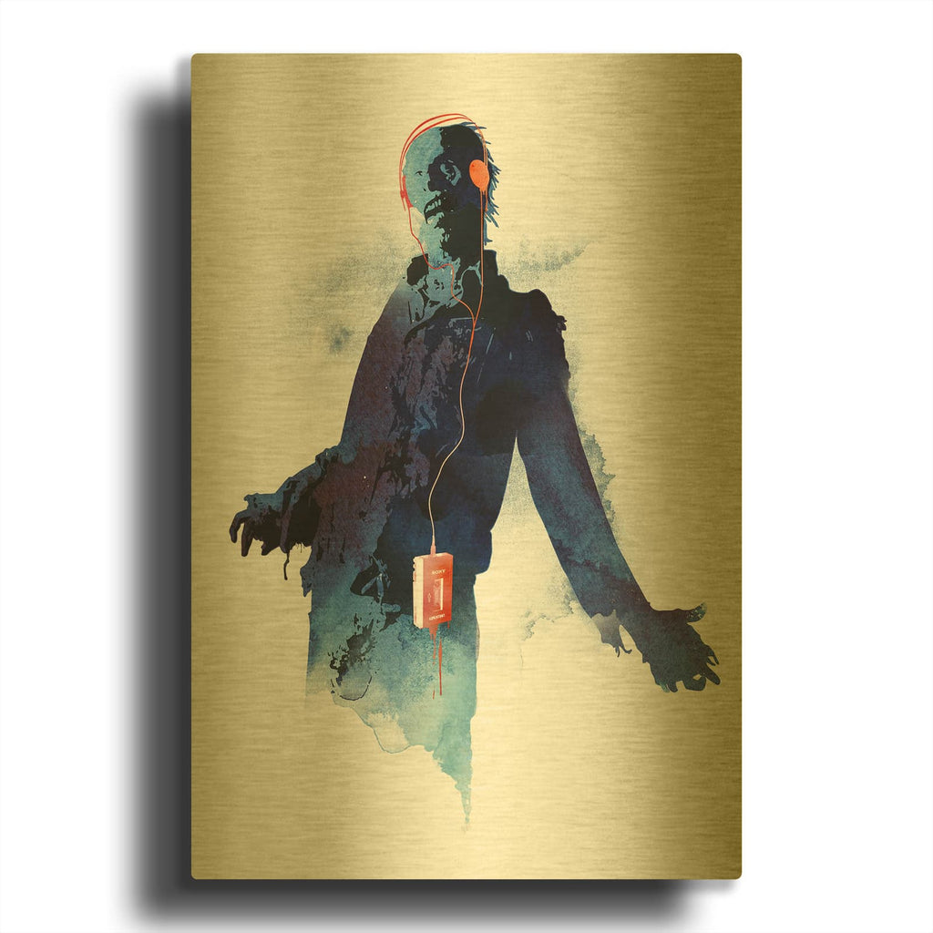 'Walkman Dead' By Robert Farkas Gold Metal Wall Art