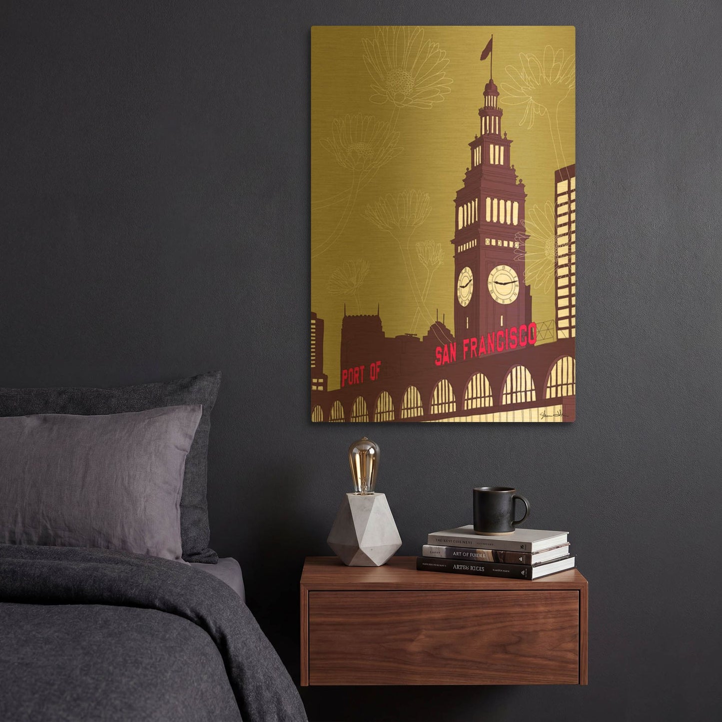 'Ferry Building - San Francisco D2048D' By Shane Donahue Gold Metal Wall Art