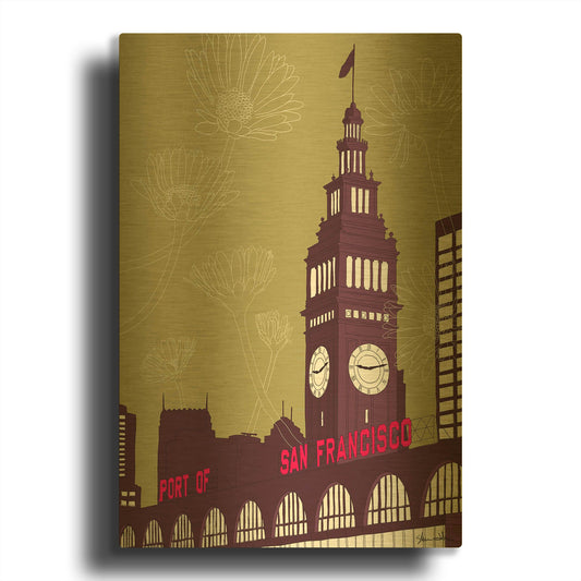 'Ferry Building - San Francisco D2048D' By Shane Donahue Gold Metal Wall Art