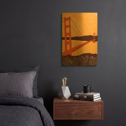 'Golden Gate Bridge - Headlands D2049D' By Shane Donahue Gold Metal Wall Art