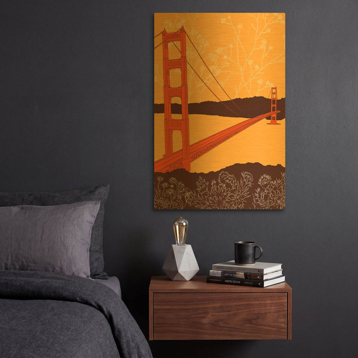 'Golden Gate Bridge - Headlands D2049D' By Shane Donahue Gold Metal Wall Art