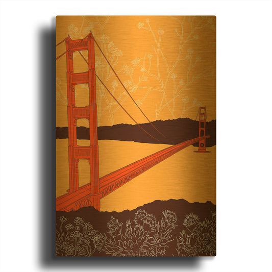 'Golden Gate Bridge - Headlands D2049D' By Shane Donahue Gold Metal Wall Art