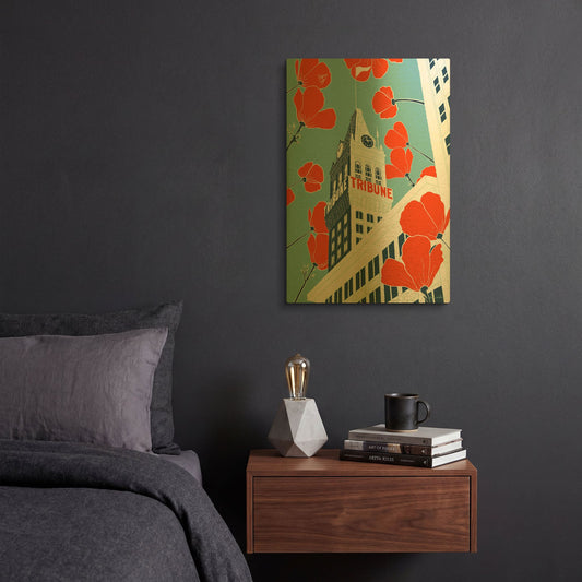 'Tribune Tower - Oakland D2046D' By Shane Donahue Gold Metal Wall Art