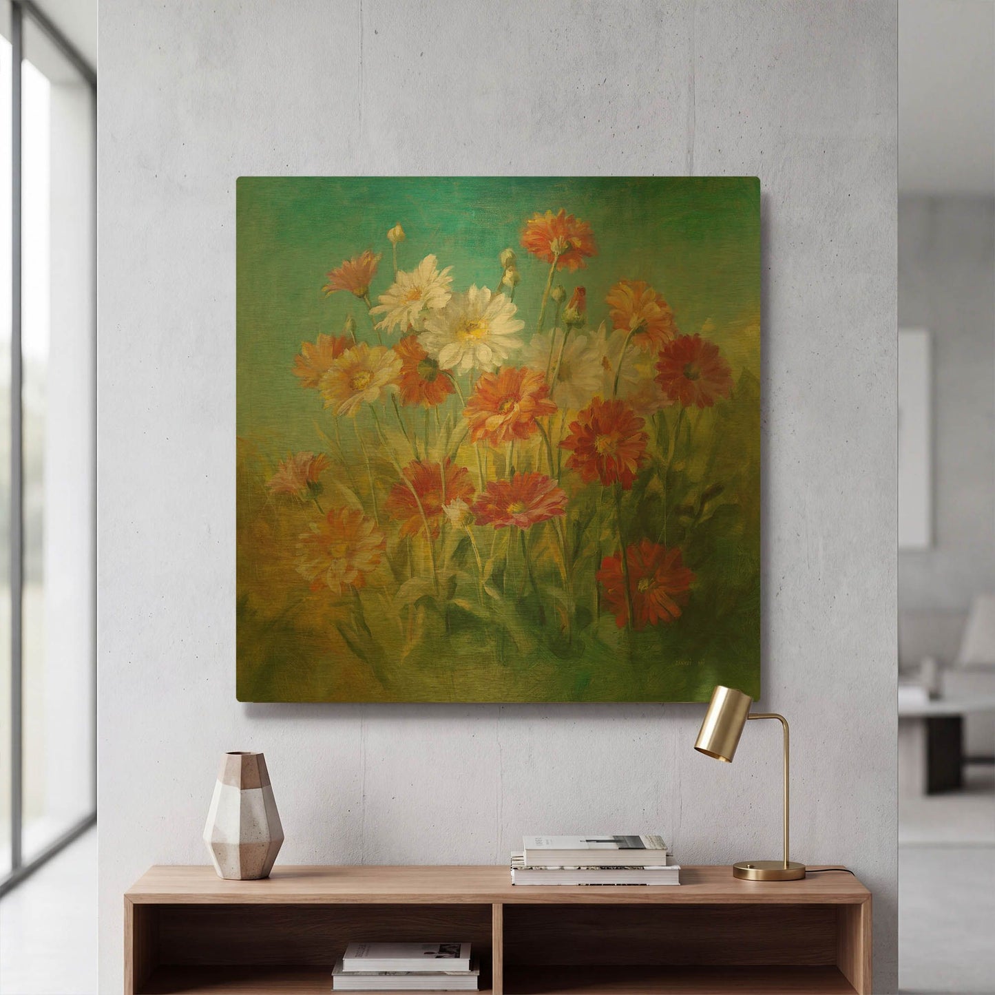 'Painted Daisies' By Danhui Nai Gold Metal Wall Art