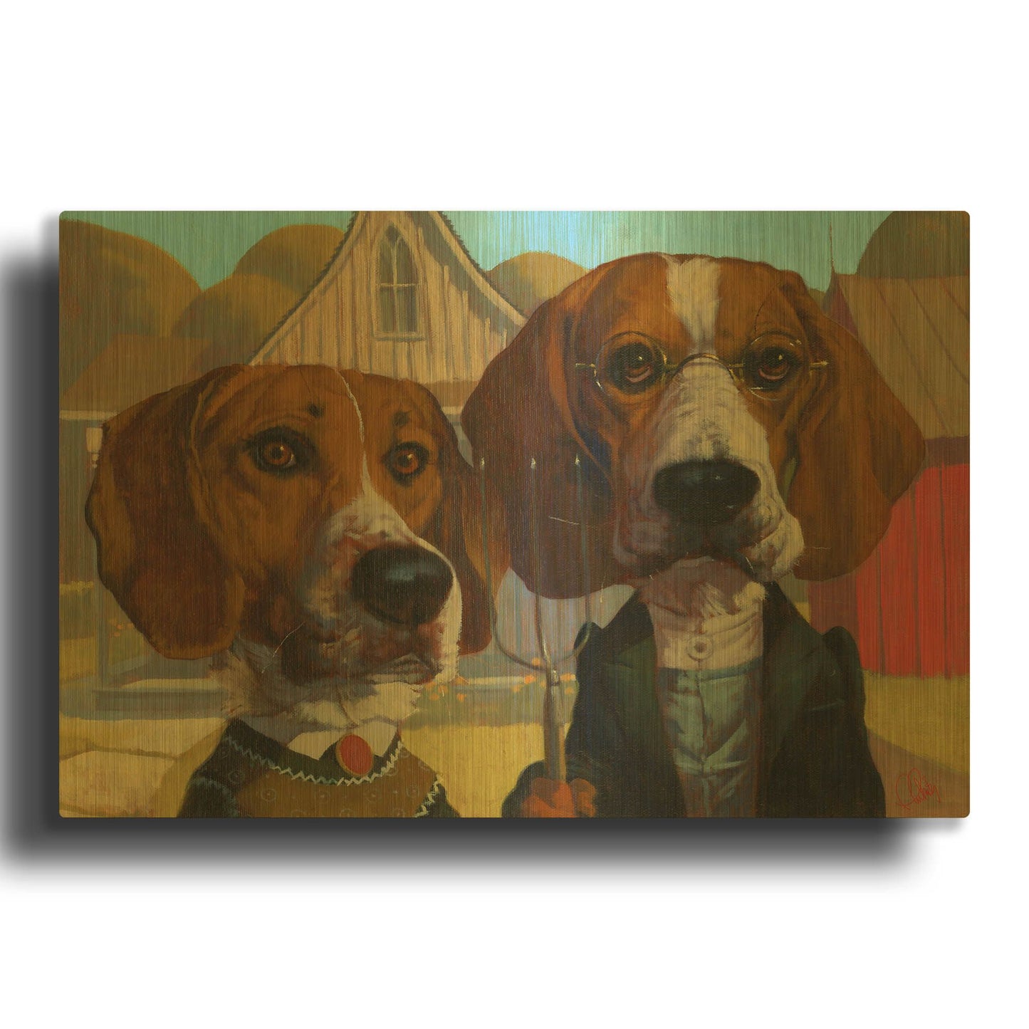 'American Gothic' By Thomas Fluharty Gold Metal Wall Art