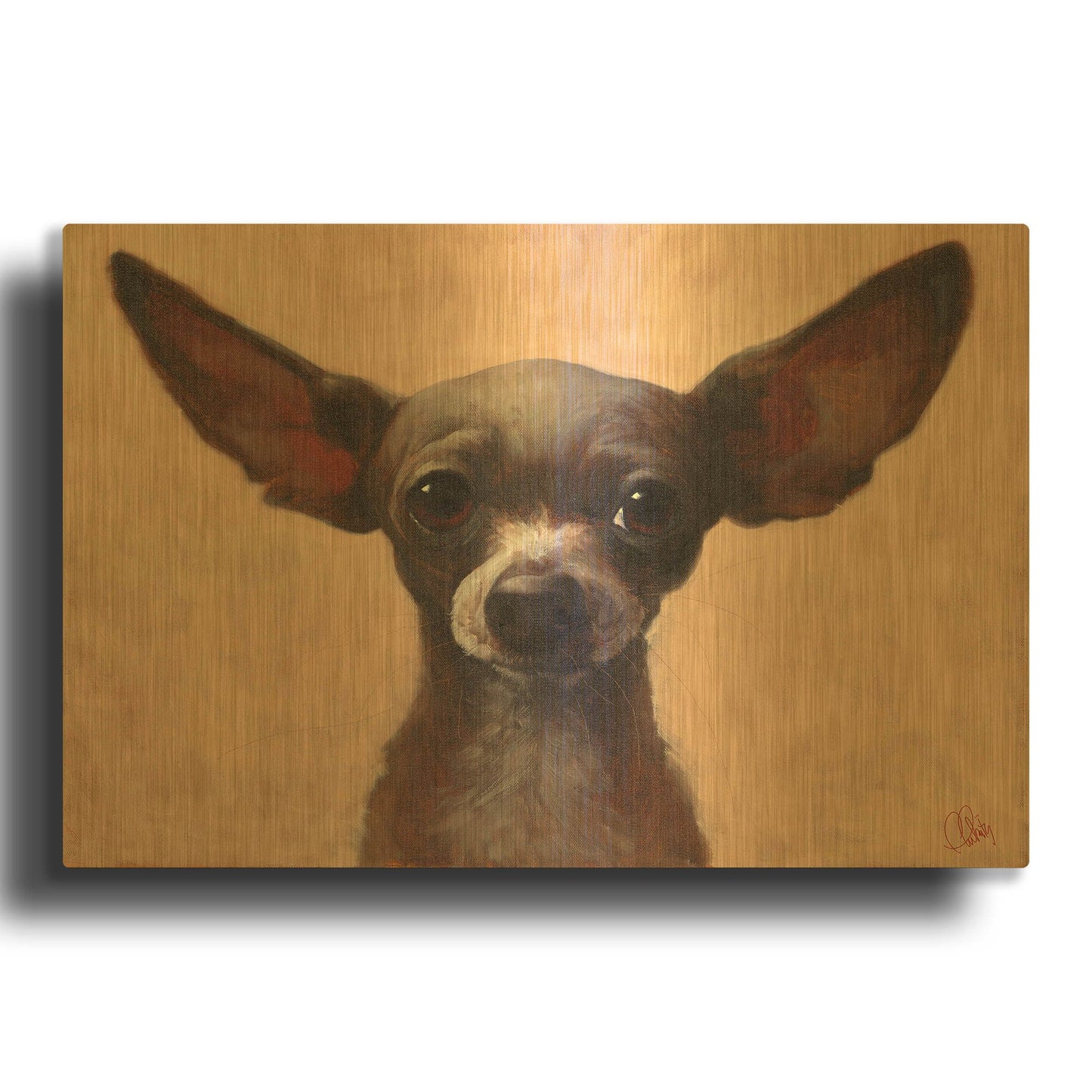 'Chihuahua' By Thomas Fluharty Gold Metal Wall Art