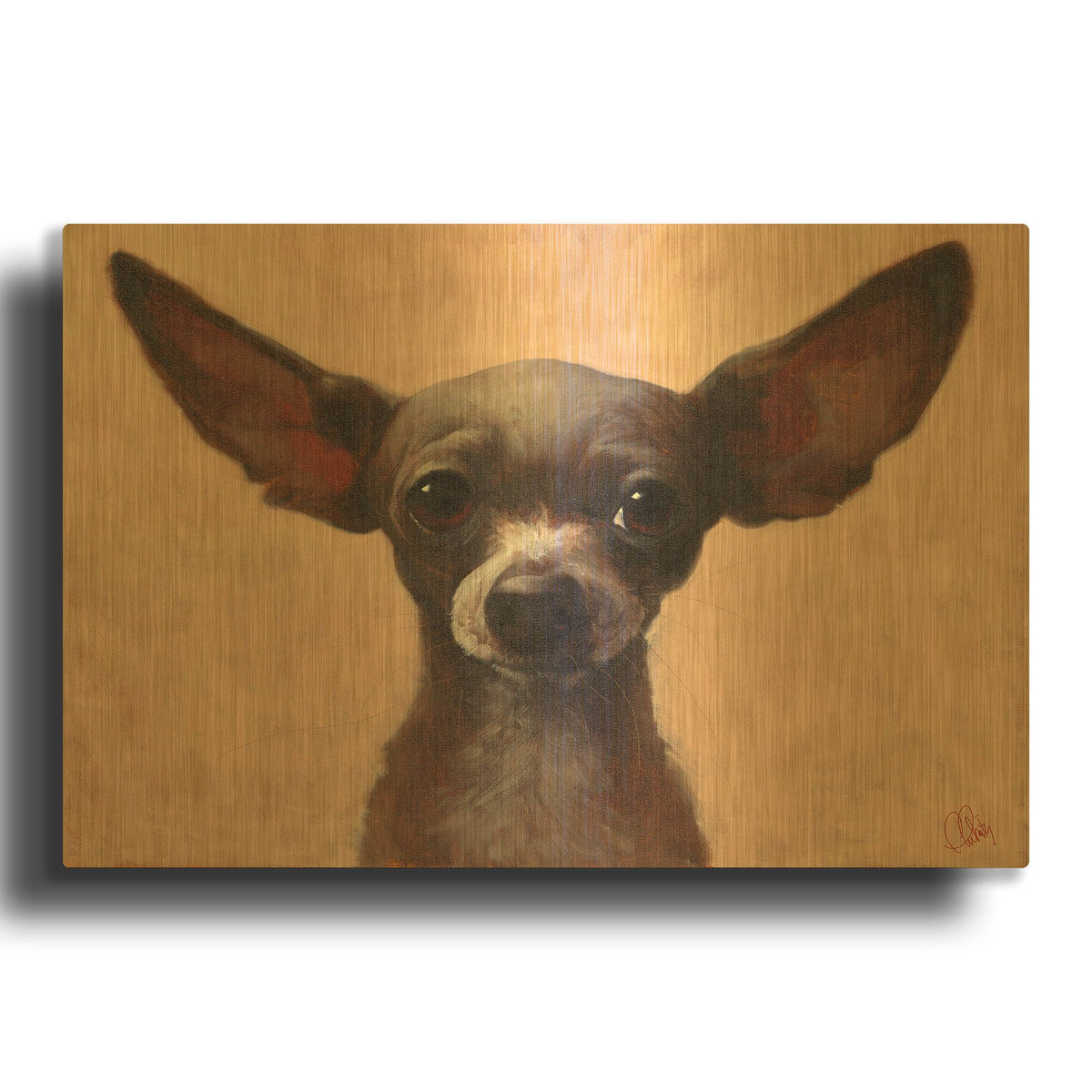 'Chihuahua' By Thomas Fluharty Gold Metal Wall Art