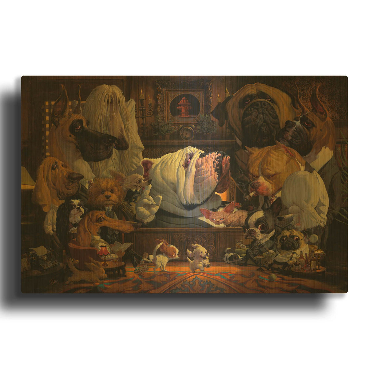 'DogFather' By Thomas Fluharty Gold Metal Wall Art