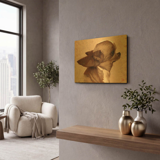 'Profile-Chihuahua' By Thomas Fluharty Gold Metal Wall Art