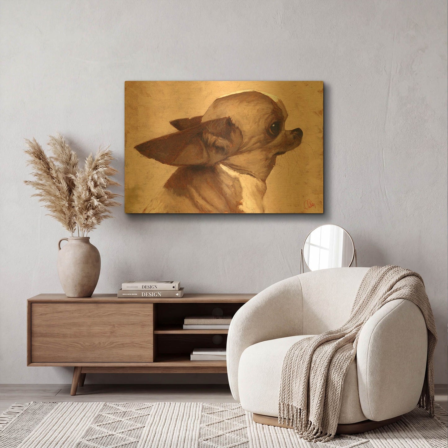 'Profile-Chihuahua' By Thomas Fluharty Gold Metal Wall Art