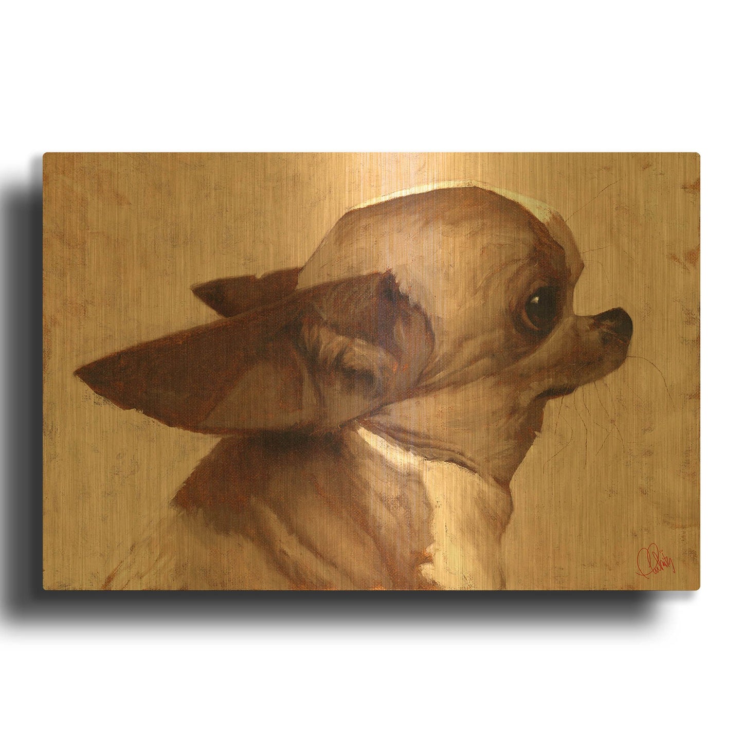 'Profile-Chihuahua' By Thomas Fluharty Gold Metal Wall Art