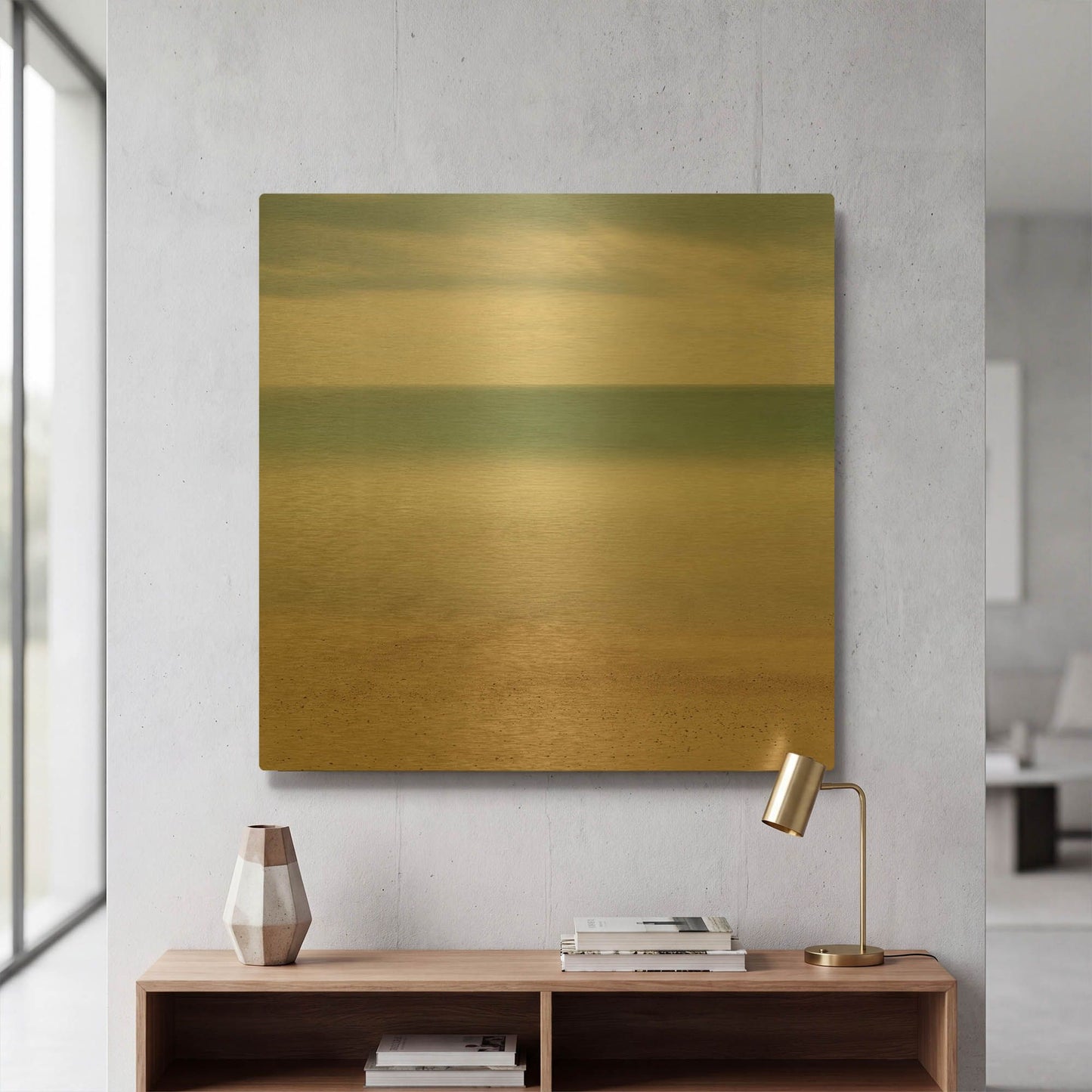 'Beach Sea Sky D1056D' By Wilco Dragt Gold Metal Wall Art