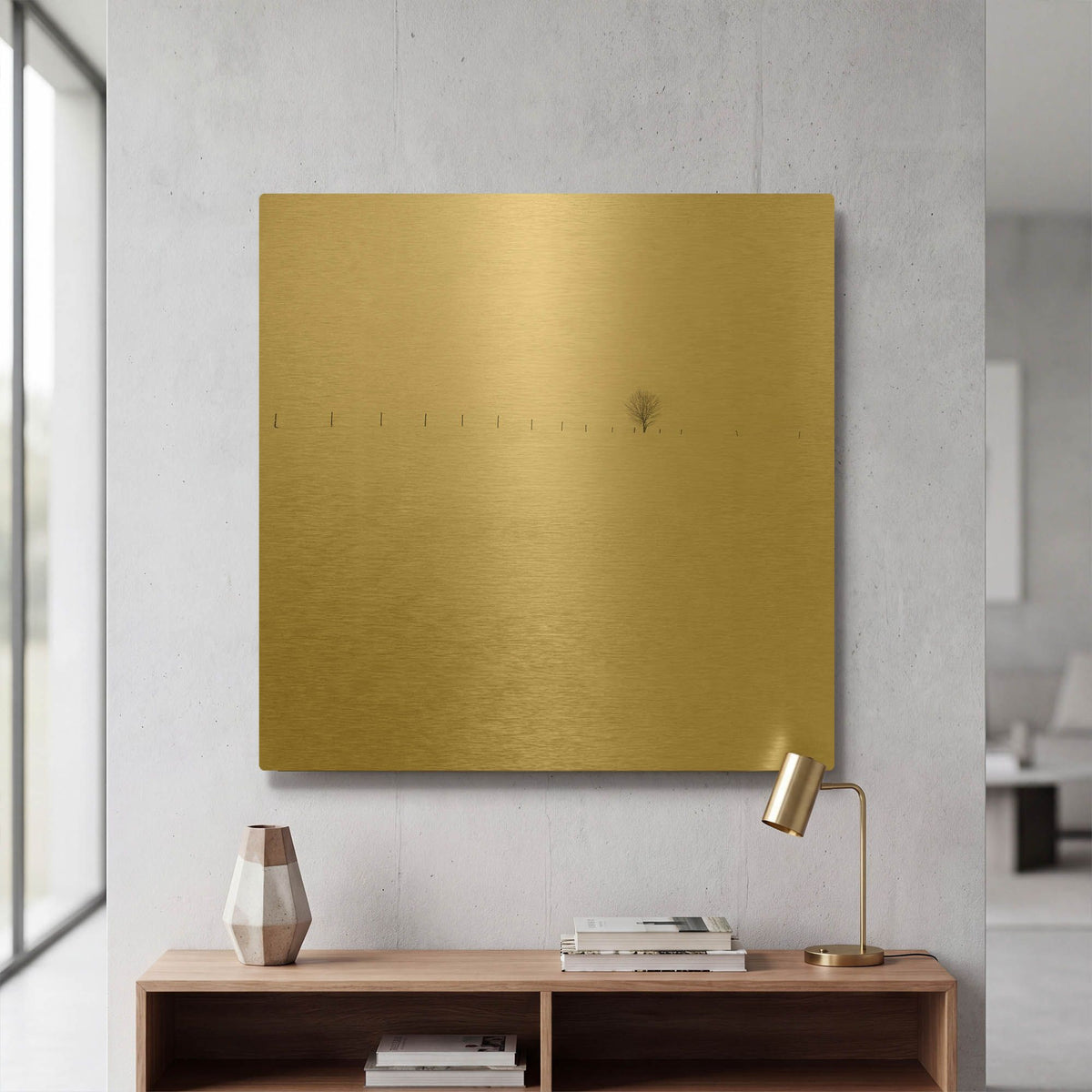 'Frozen Landscape D1071D' By Wilco Dragt Gold Metal Wall Art