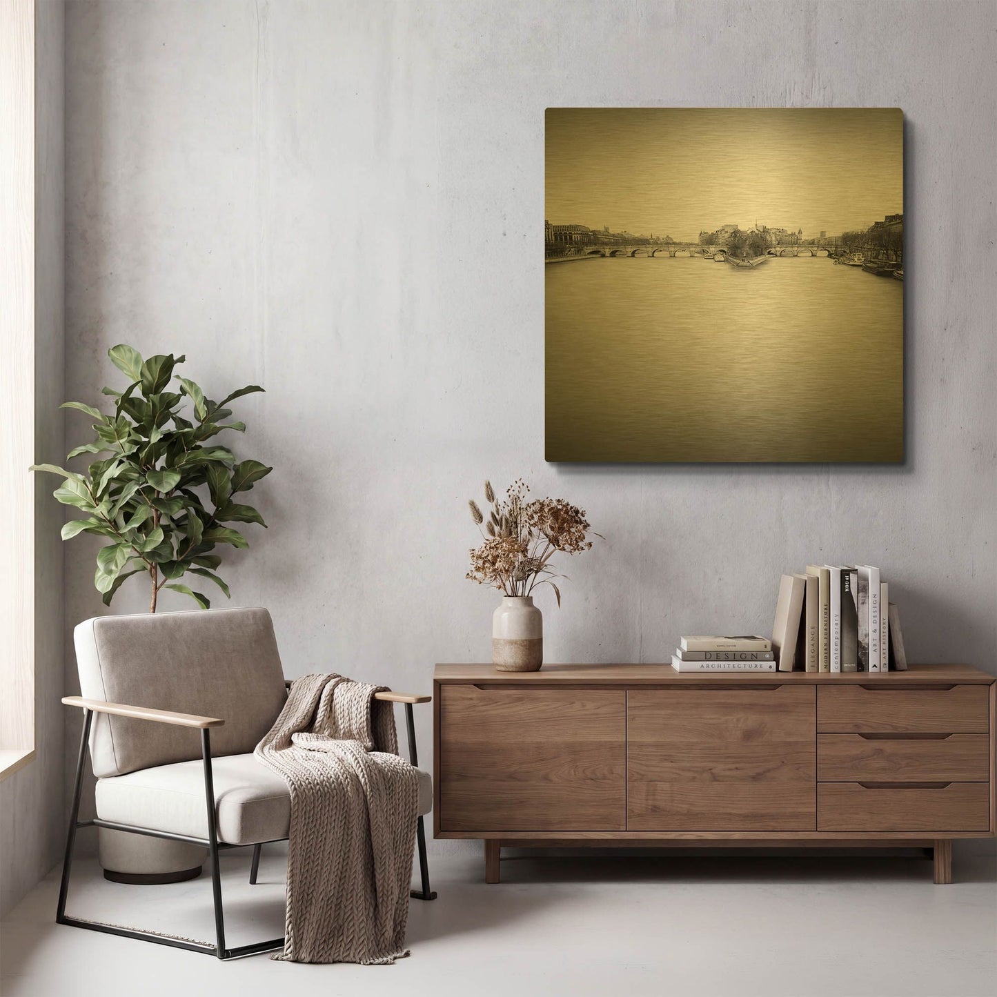 'Ile de la Cite D1058D' By Wilco Dragt Gold Metal Wall Art