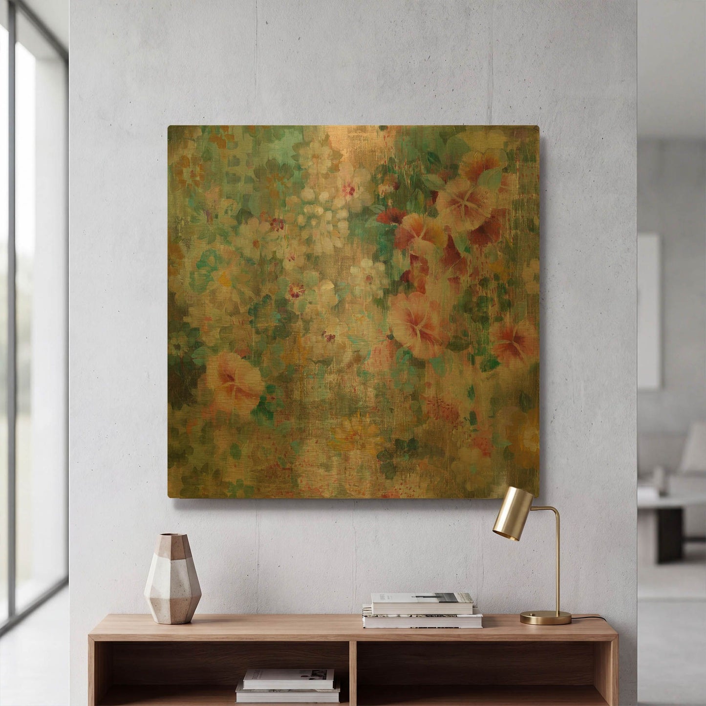 'Flower Shower' By Danhui Nai Gold Metal Wall Art