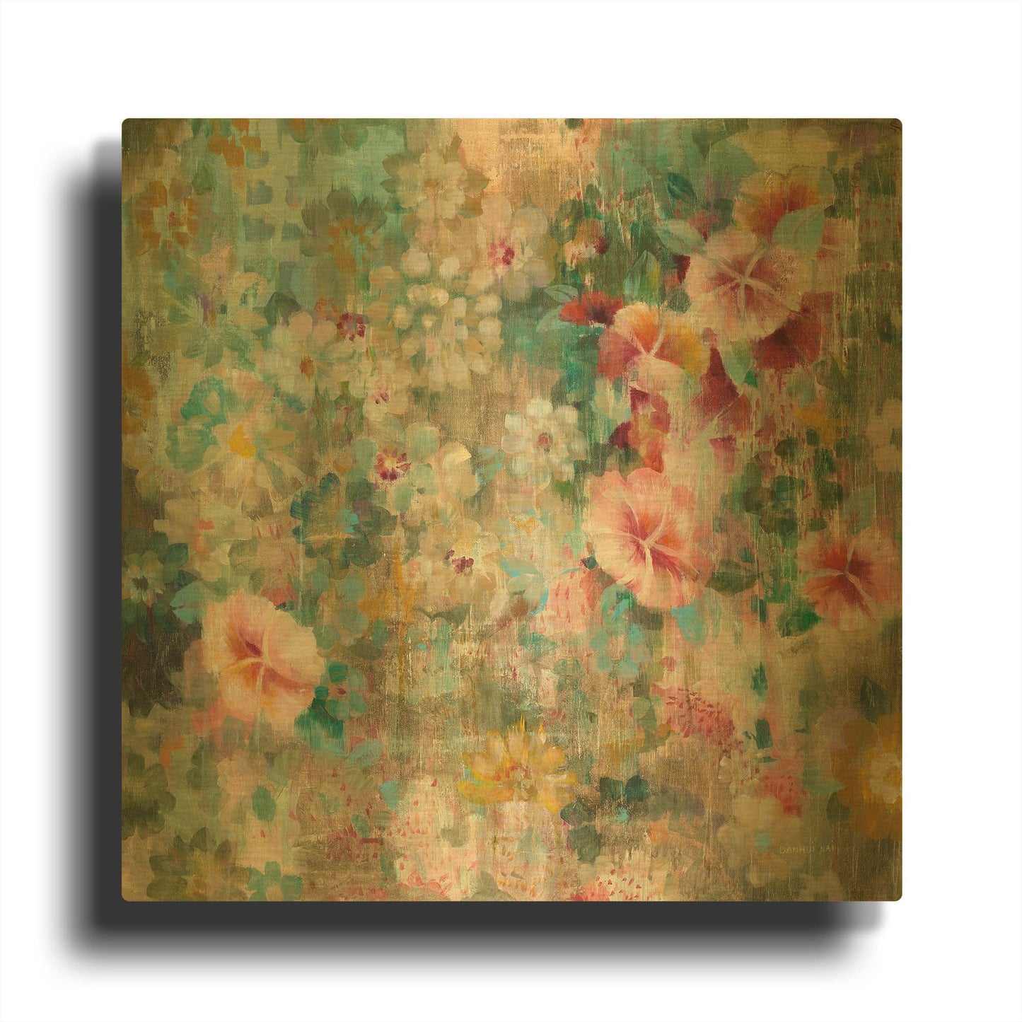 'Flower Shower' By Danhui Nai Gold Metal Wall Art