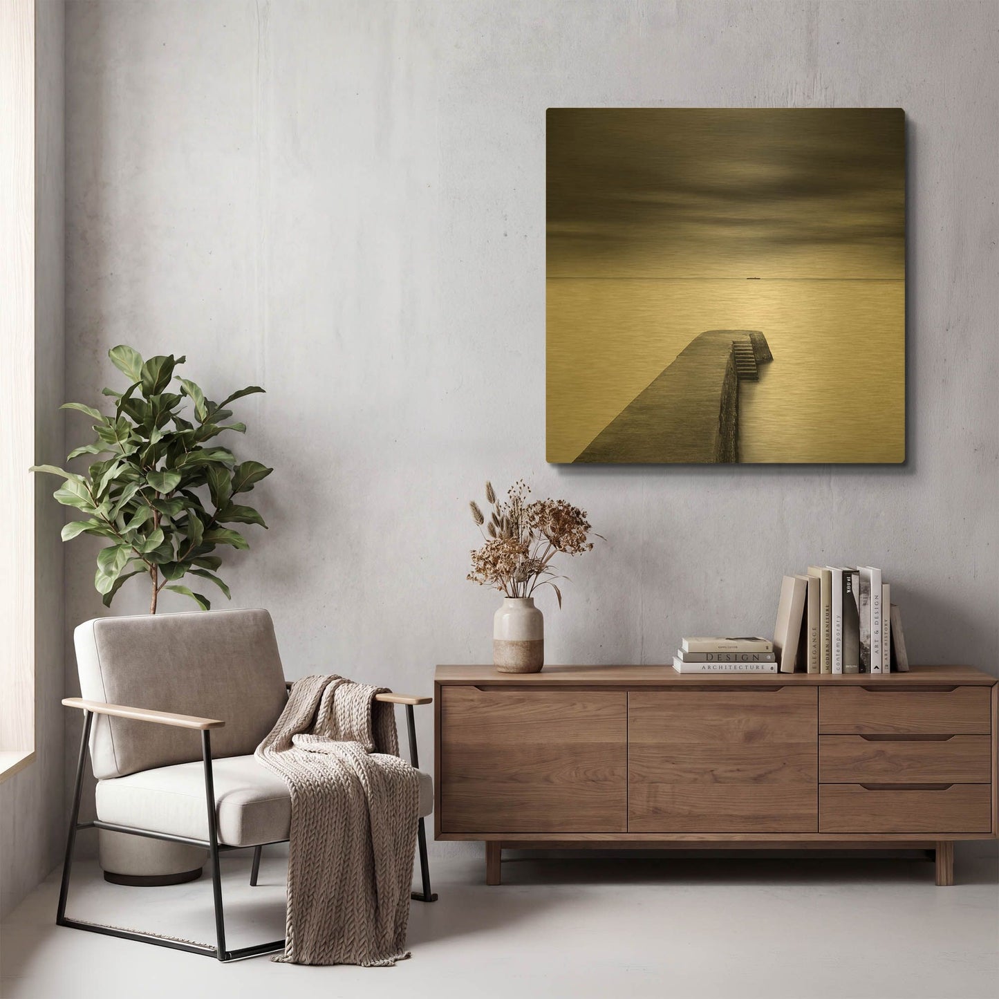 'The Jetty-Study #1 D1065D' By Wilco Dragt Gold Metal Wall Art