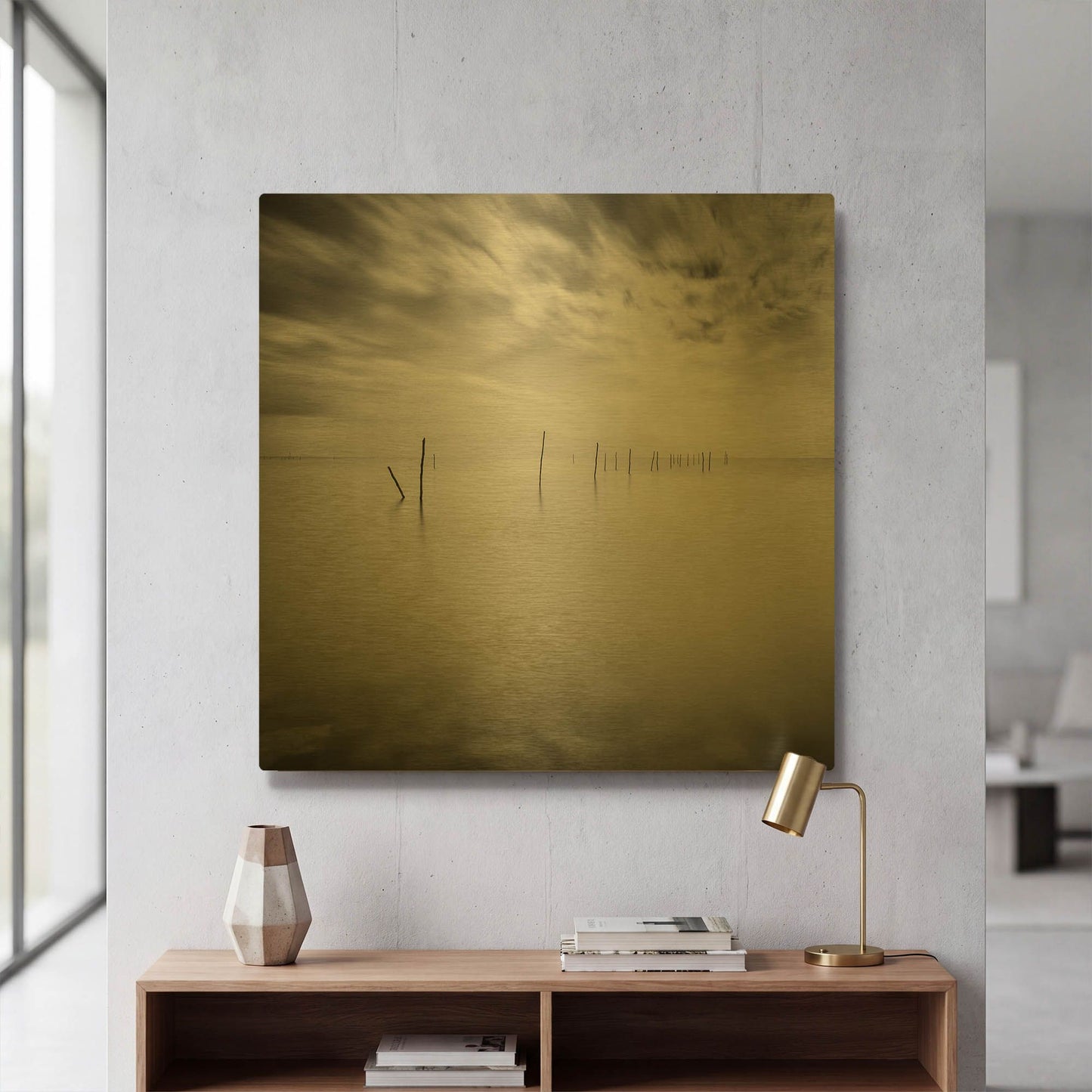 'Twenty Two Sticks D1068D' By Wilco Dragt Gold Metal Wall Art