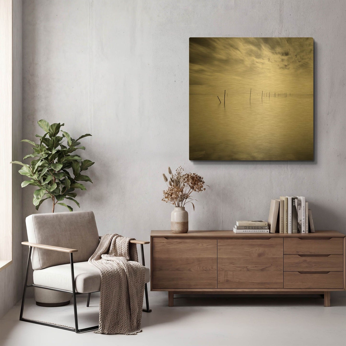 'Twenty Two Sticks D1068D' By Wilco Dragt Gold Metal Wall Art