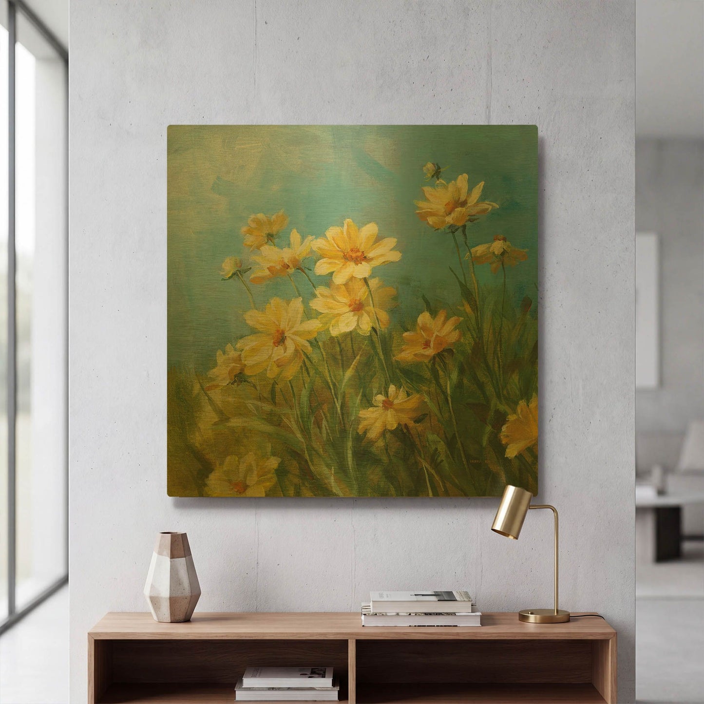 'Summer Field I' By Danhui Nai Gold Metal Wall Art