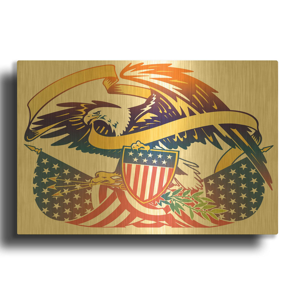'American Eagle' By David Chestnutt Gold Metal Wall Art