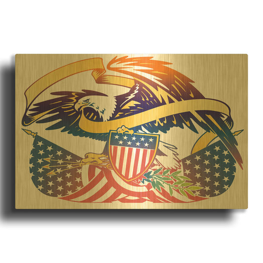 'American Eagle' By David Chestnutt Gold Metal Wall Art