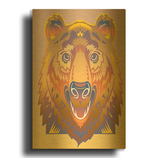 'Bear' By David Chestnutt Gold Metal Wall Art