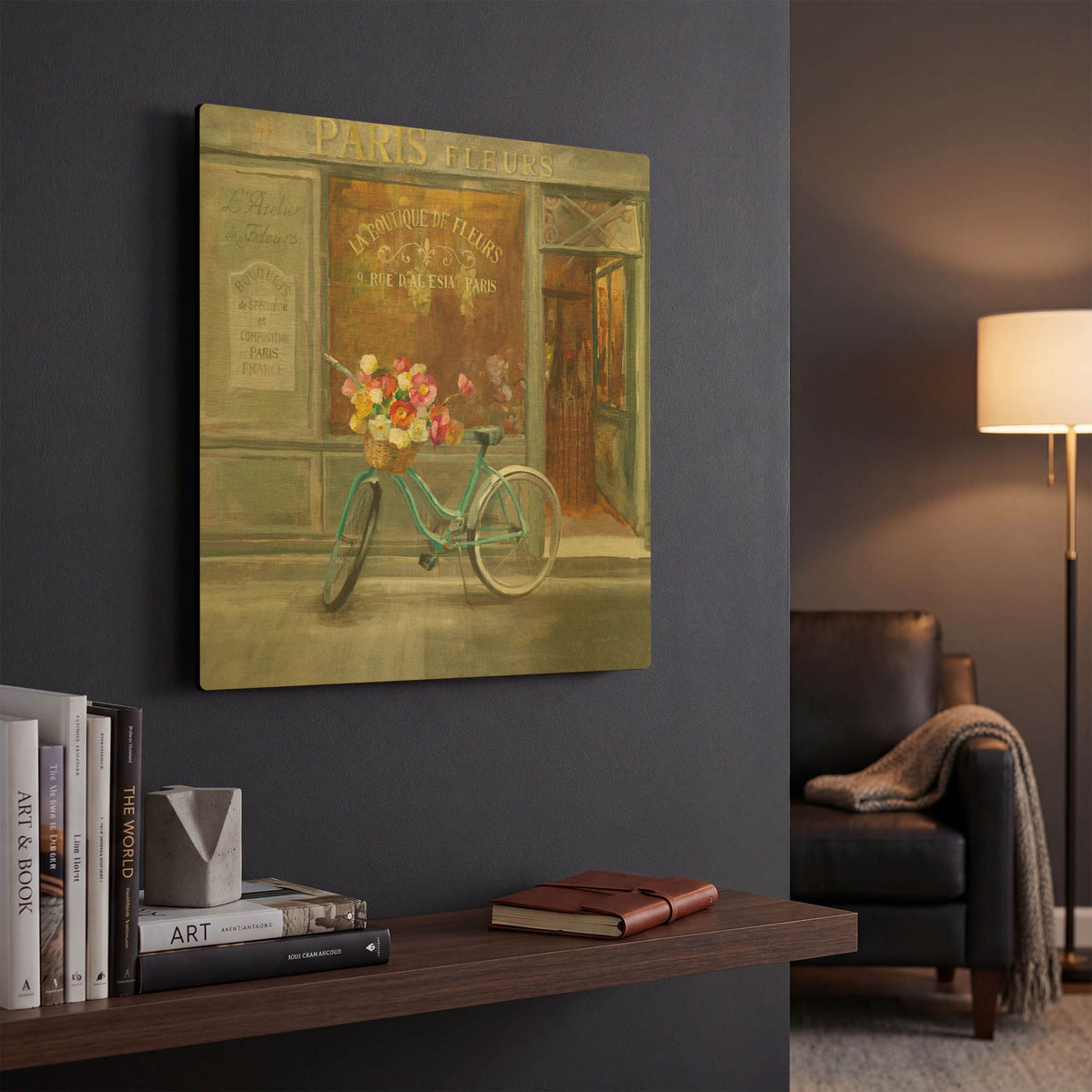 'French Flowershop v2' By Danhui Nai Gold Metal Wall Art